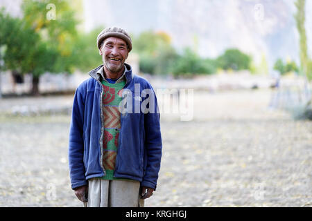 Old man, Balti people, Nubra Valley, Turtuk, Ladakh, Jammu and Kashmir, India Stock Photo