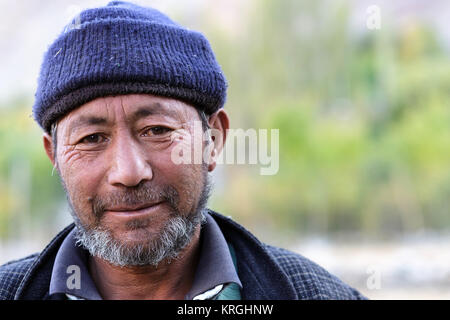 Old man, Balti people, Nubra Valley, Turtuk, Ladakh, Jammu and Kashmir, India Stock Photo