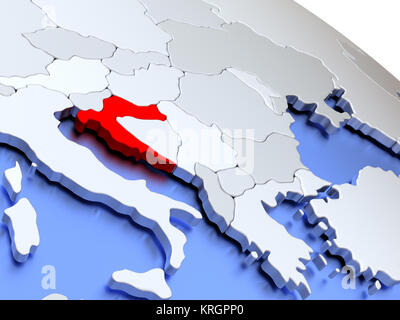 Croatia on world map Stock Photo