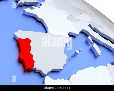 Portugal on world map Stock Photo