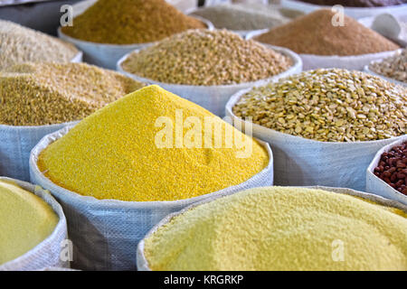 Dried food products on the arab street market stall Stock Photo