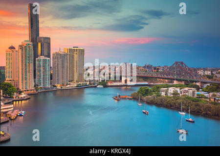 Brisbane. Cityscape image of Brisbane skyline, Australia during dramatic sunset. Stock Photo