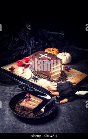 halloween biscuit and cake finger coffin Stock Photo