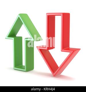 Green and red arrow. 3D Stock Photo