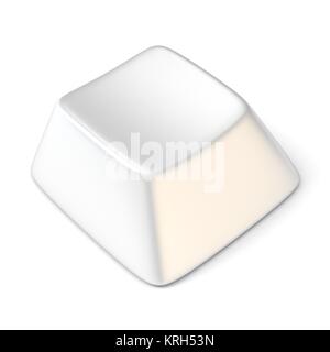 White empty computer key. Side view. 3D Stock Photo