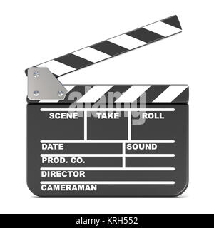 Movie clapperboard, opened. 3D Stock Photo