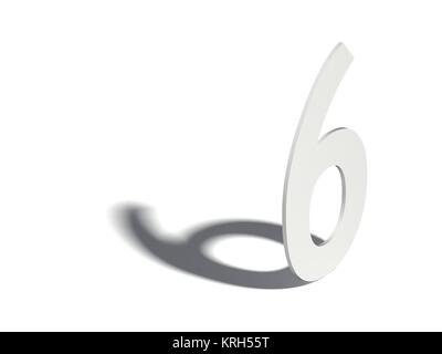 Drop shadow digit. Number SIX 6. 3D render illustration isolated on ...