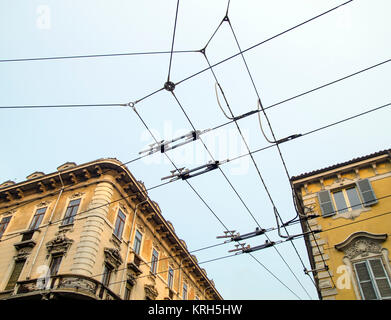 tram wires Stock Photo