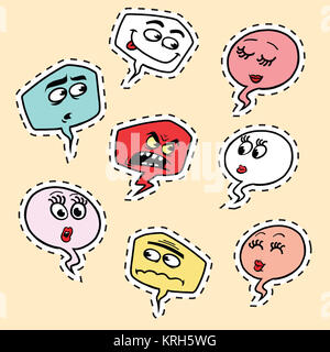 Set of comic bubbles face Emoji emoticon smiley Stock Photo