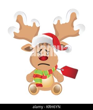 Cartoon reindeer with face emotions Stock Photo