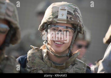 Team USA Olympic Swimmer Maya DiRado meets with U.S. soldiers during a USO troop engagement at Forward Operating Base Gamberi December 7, 2016 in Afghanistan. Stock Photo