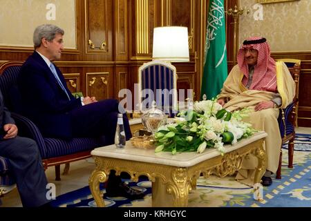 U.S. Secretary of State John Kerry meets with Saudi Arabian Crown Prince Mohammed bin Naif at the Royal Court December 18, 2016 in Riyadh, Saudi Arabia. Stock Photo