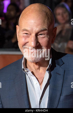 Actor Patrick Stewart attends the world premiere for 'The Martian” on day two of the Toronto International Film Festival at the Roy Thomson Hall, Friday, Sept. 11, 2015 in Toronto. NASA scientists and engineers served as technical consultants on the film. The movie portrays a realistic view of the climate and topography of Mars, based on NASA data, and some of the challenges NASA faces as we prepare for human exploration of the Red Planet in the 2030s. Photo Credit: (NASA/Bill Ingalls) Patrick Stewart TIFF 2015 Stock Photo