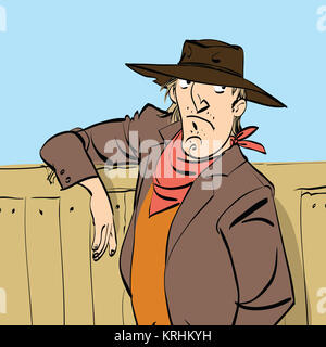 Funny cowboy on a ranch Stock Photo
