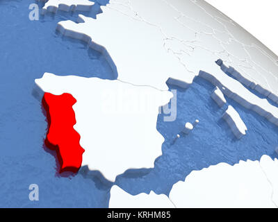 Portugal on globe Stock Photo