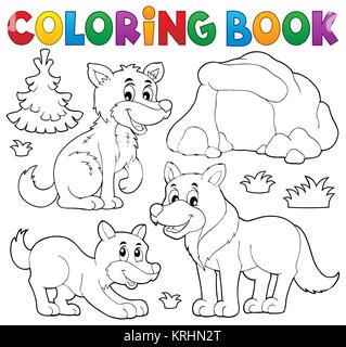 Coloring book with wolves theme 1 Stock Photo