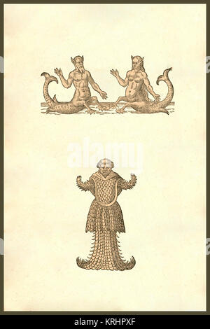 "sea creatures. From the 1642 book Monstrorum Historia by Ulisse ...