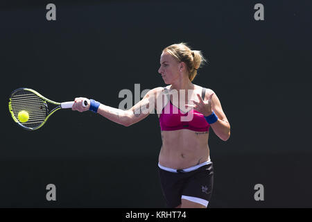 Key Biscayne, FL - March 26: Svetlana Kuznetsova (RUS) practices for the 2015 Miami Open on March 26, 2015 in Key Biscayne, Florida   People:  Svetlana Kuznetsova Stock Photo