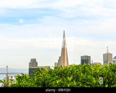 San Francisco, California, USA - May 04, 2016: San Francisco Cityscape with Downtown Skyscrapers in a Distance, California, USA Stock Photo