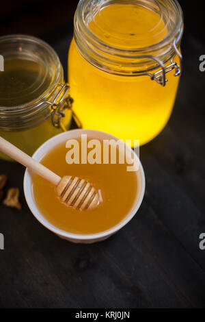 Honey with walnut Stock Photo