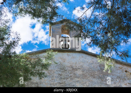 church tower with bell in spanish style Stock Photo