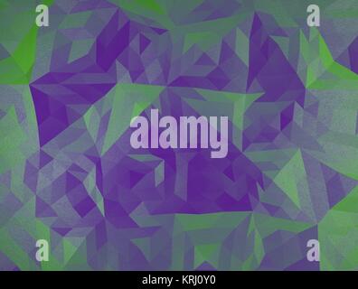 color polygonal triangle 3d  illustration. Green and violet Stock Photo