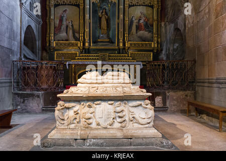 Chapel of St. Catherine of Siena. Side chapel of the monastery with marble tomb. This monastery is located in Avila. Spain. Stock Photo