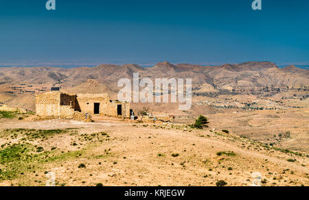 Landscape at Toujane, a Berber mountain village in southern Tunisia. North Africa Stock Photo