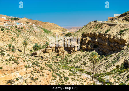 Landscape at Toujane, a Berber mountain village in southern Tunisia. North Africa Stock Photo