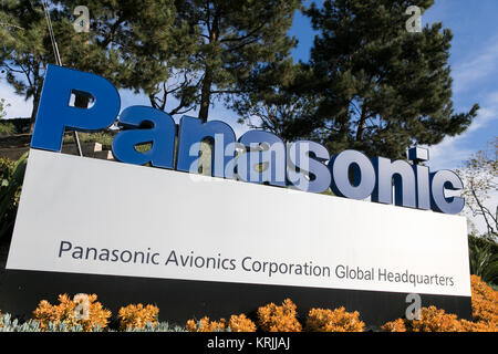 A logo sign outside of the headquarters of the Panasonic Avionics Corporation in Lake Forest, California on December 9, 2017. Stock Photo
