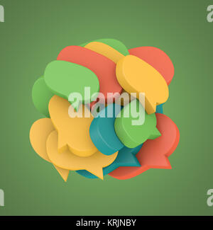 3d illustration with many colored speech bubbles Stock Photo