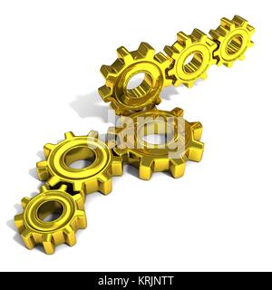 Stacks of metal gear wheels, 3D Stock Photo
