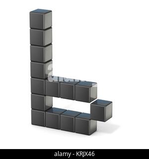 8 bit font. Lowercase letter B. 3D Stock Photo