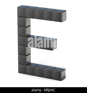 8 bit font. Capital letter E. 3D Stock Photo