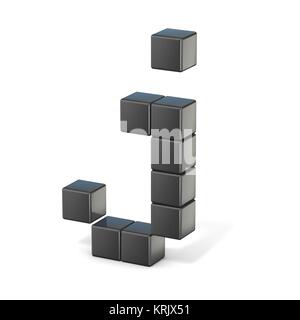 8 bit font. Lowercase letter J. 3D Stock Photo