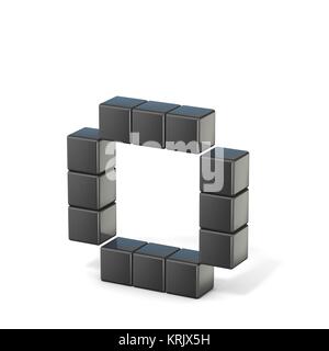 8 bit font. Lowercase letter O. 3D Stock Photo