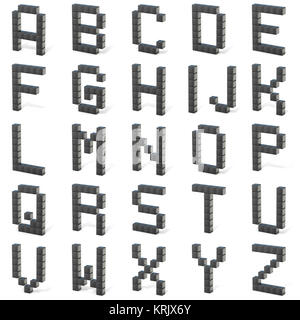 8 bit font. Capital letters ALL. 3D Stock Photo