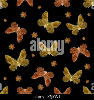 Moth Motif Seamless Pattern Design Stock Photo