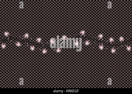 Christmas Lights String Isolated on Transparent Background. Vector Illustration. Xmas Glowing Lights. Garlands. Stock Vector