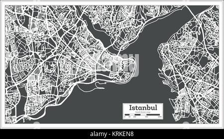 Istanbul Turkey Map in Retro Style. Vector Illustration. Outline Map. Stock Vector