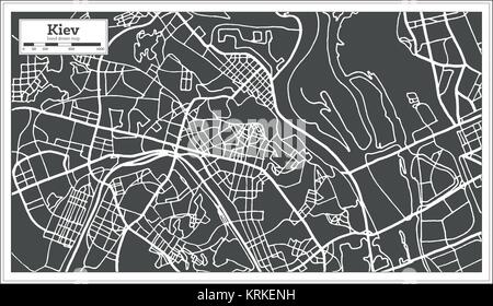 Kiev Ukraine Map in Retro Style. Vector Illustration. Outline Map. Stock Vector