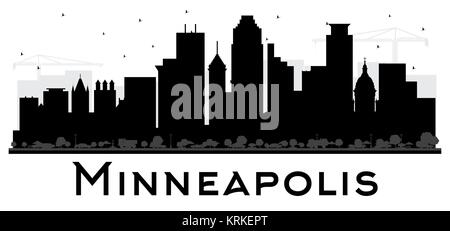 Minneapolis Minnesota USA Skyline Black and White Silhouette. Vector Illustration. Simple Flat Concept for Tourism Presentation, Placard. Business Tra Stock Vector