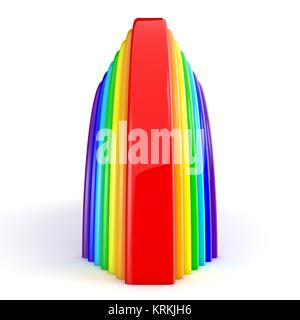 Abstract rainbow sign. Side view. 3D Stock Photo