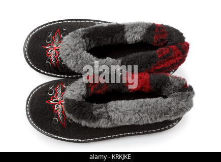 slippers with fur Stock Photo