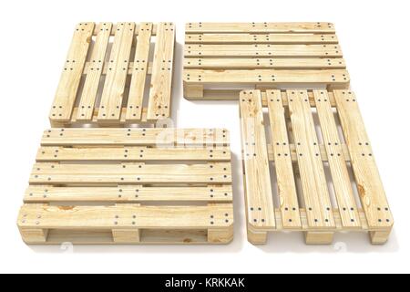 Wooden Euro pallets. Side view. 3D Stock Photo