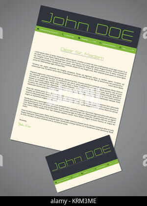 Modern cover letter cv resume in green gray colors Stock Photo