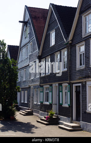 typical houses of the bergisch land in the historic center Stock Photo