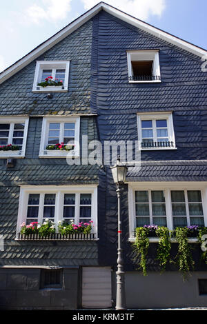 typical houses of the bergisch land in the historic center Stock Photo