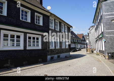 typical houses of the bergisch land in the historic center Stock Photo