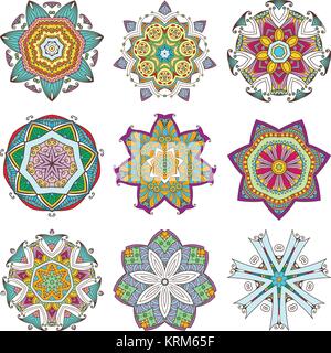 Mandala set. Abstract decorative background. Islam, Arabic, oriental, indian, ottoman, yoga motifs. Vector ornament collection Stock Vector